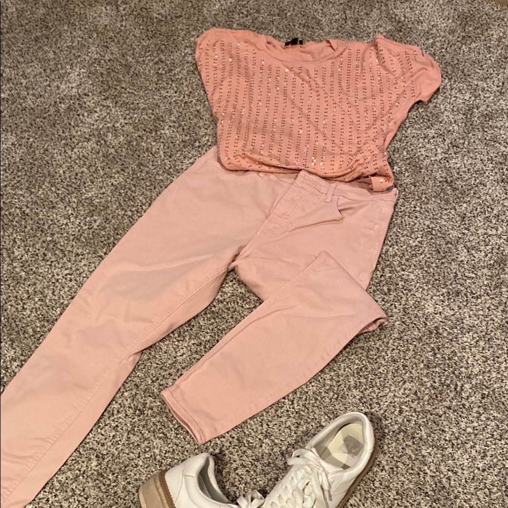 jenn7 Pink Ankle Cropped Pants w/stretch